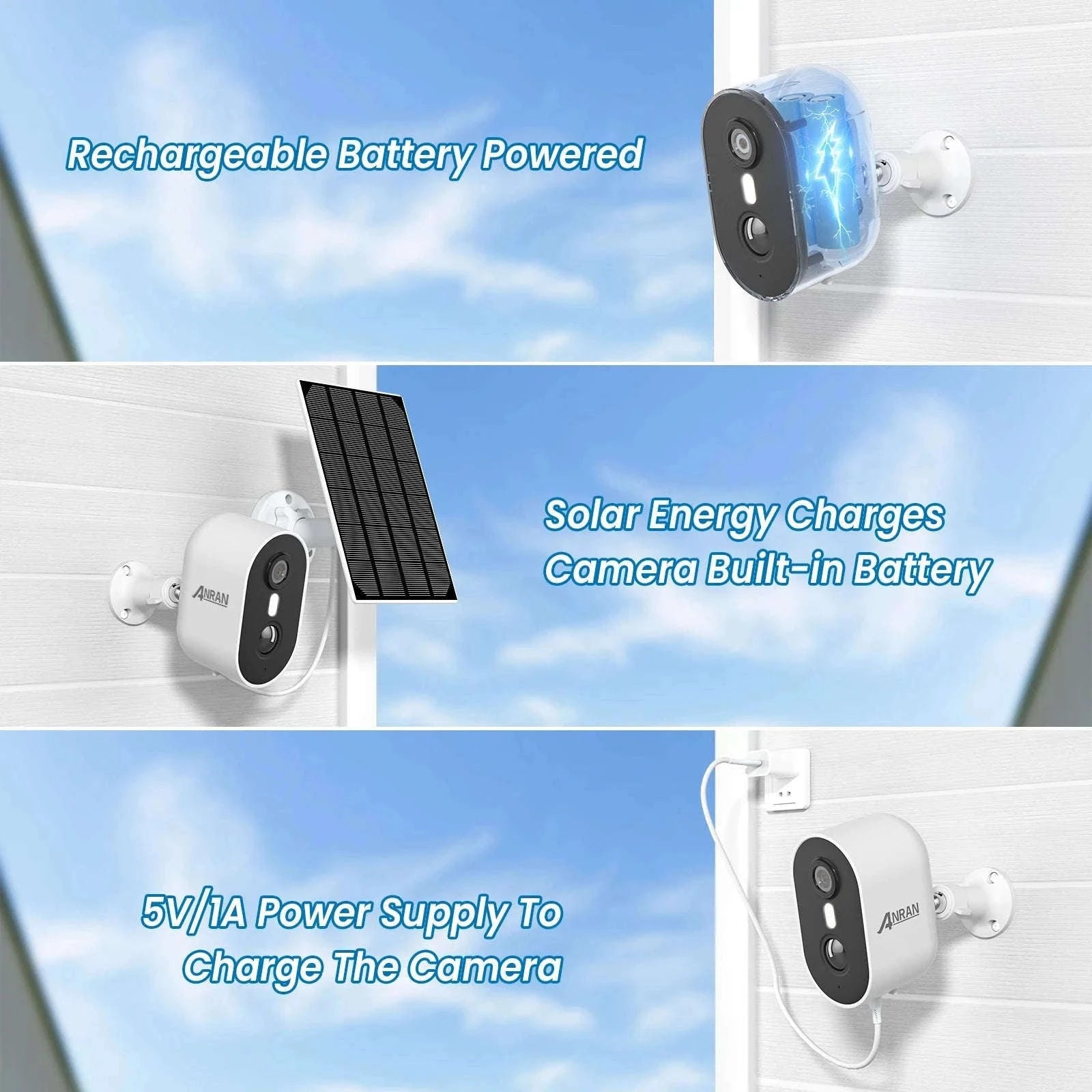 ANRAN 3MP Battery WiFi Security Camera with Cloud Storage-2PCS Battery Cam / spain