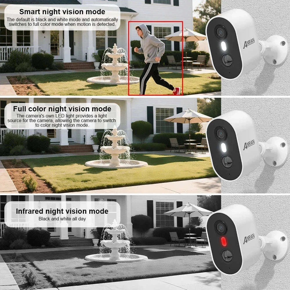 ANRAN 3MP Battery WiFi Security Camera with Cloud Storage-2PCS Battery Cam / spain