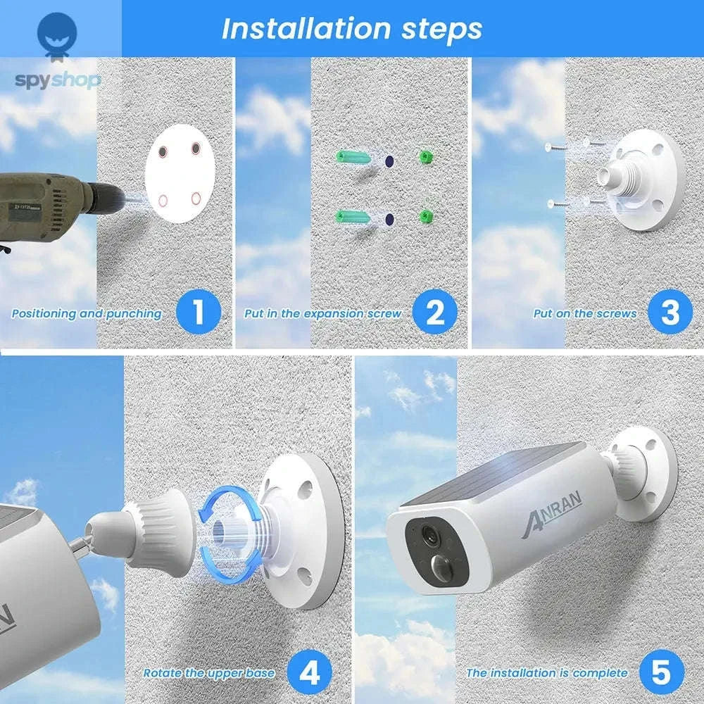 ANRAN Solar WiFi Security Camera – 3MP Outdoor Protection with Smart Alerts-4pcs Cam ANRAN APP / GERMANY