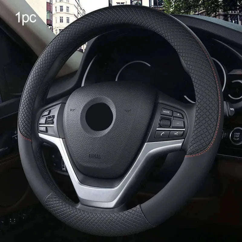 Anti-Slip Breathable Car Steering Wheel Cover-black