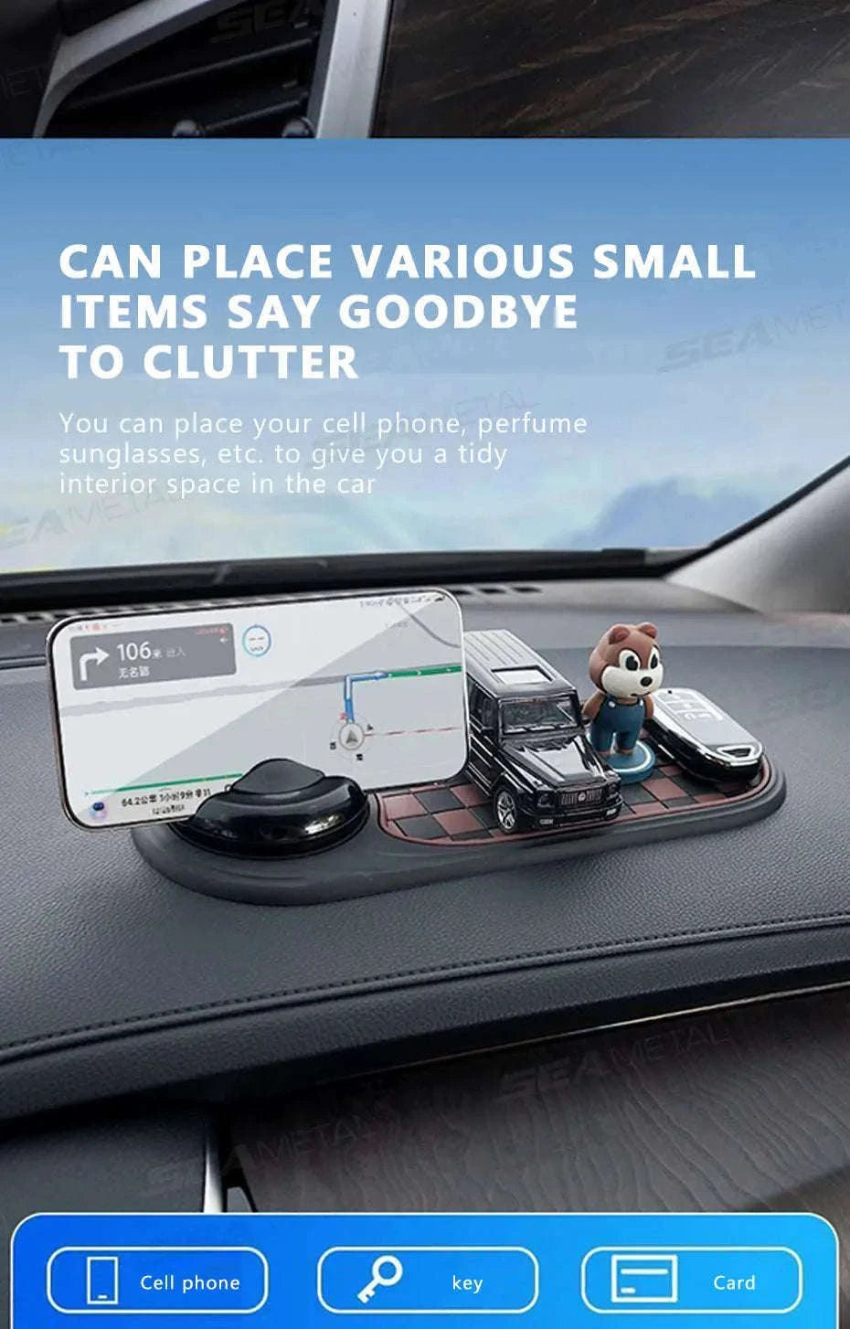 Anti-Slip Car Dashboard Phone Holder-Black brown