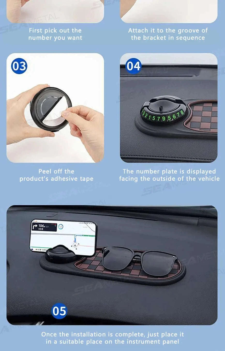 Anti-Slip Car Dashboard Phone Holder-Black brown