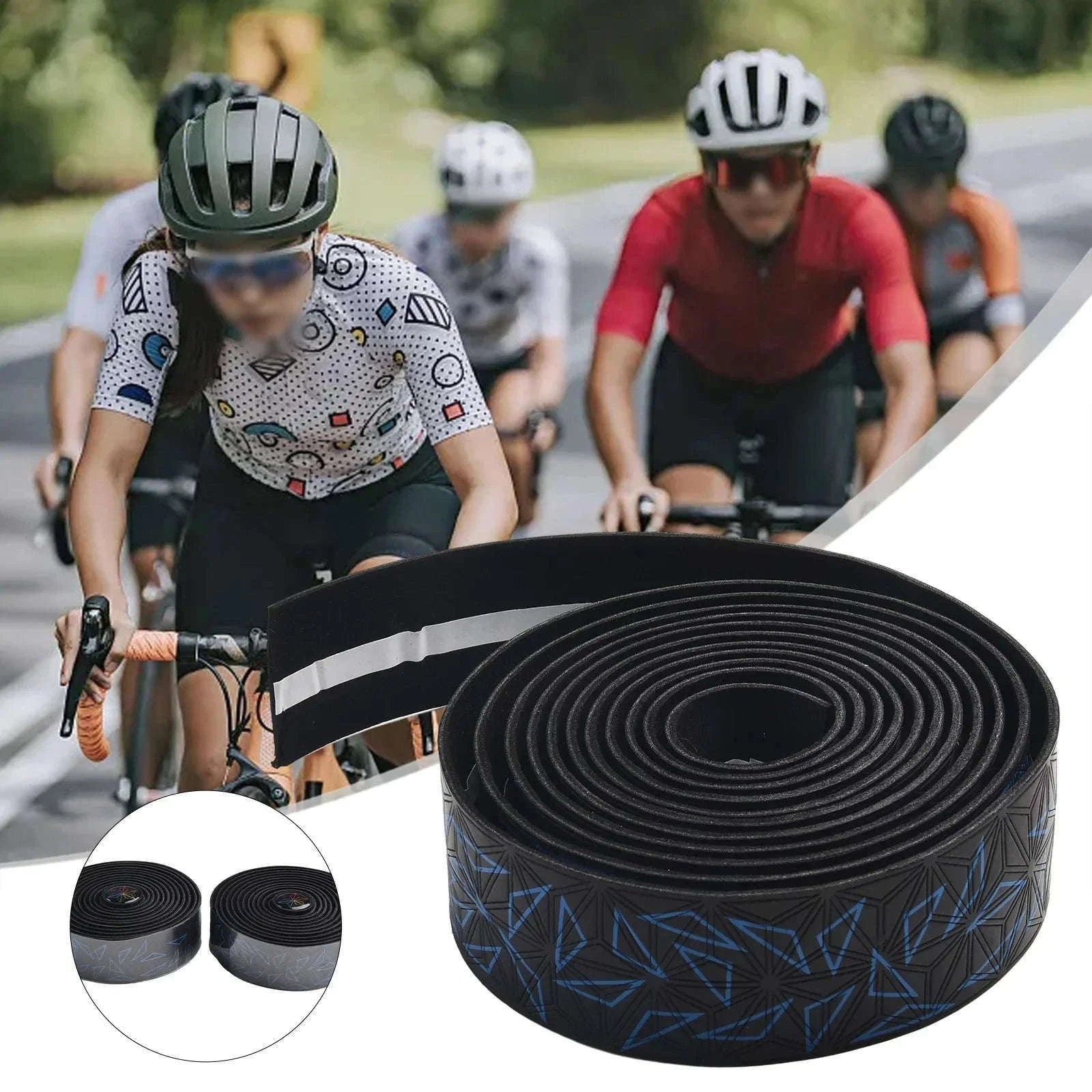 Anti-Slip PU Bike Handlebar Tape Set with Bar End Plugs-Red