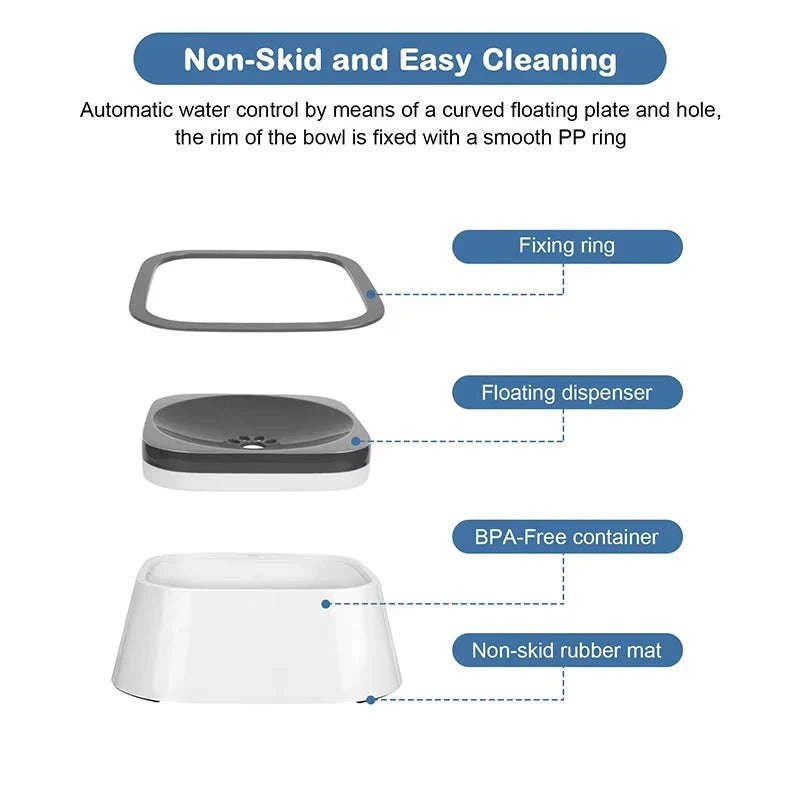 Anti Spill Dog Water Bowl-Grey