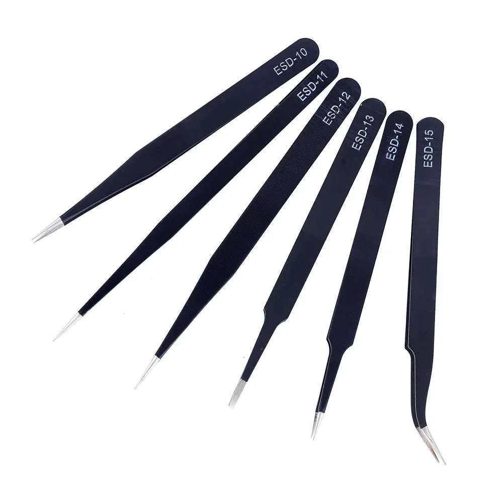 Anti‑Static ESD Tweezers Set – 6‑Piece Precision Tool Kit-6PCS