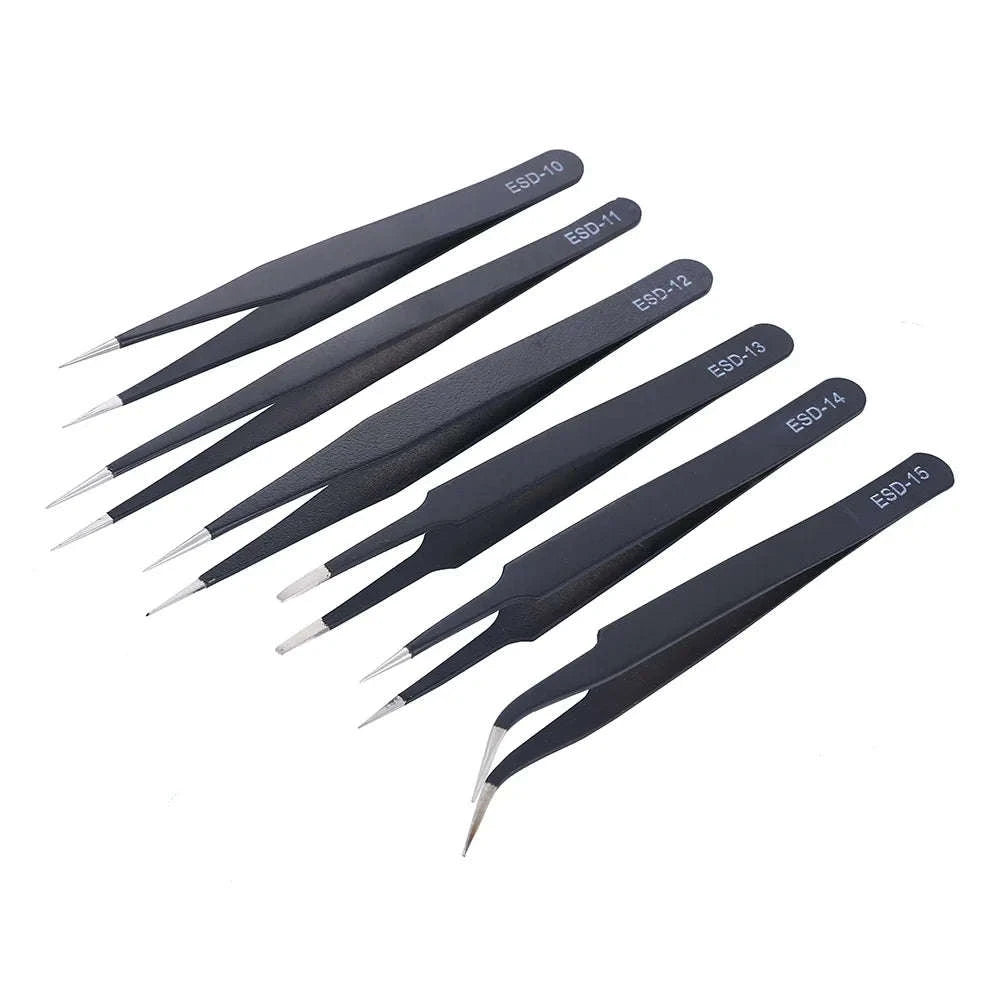 Anti‑Static ESD Tweezers Set – 6‑Piece Precision Tool Kit-6PCS