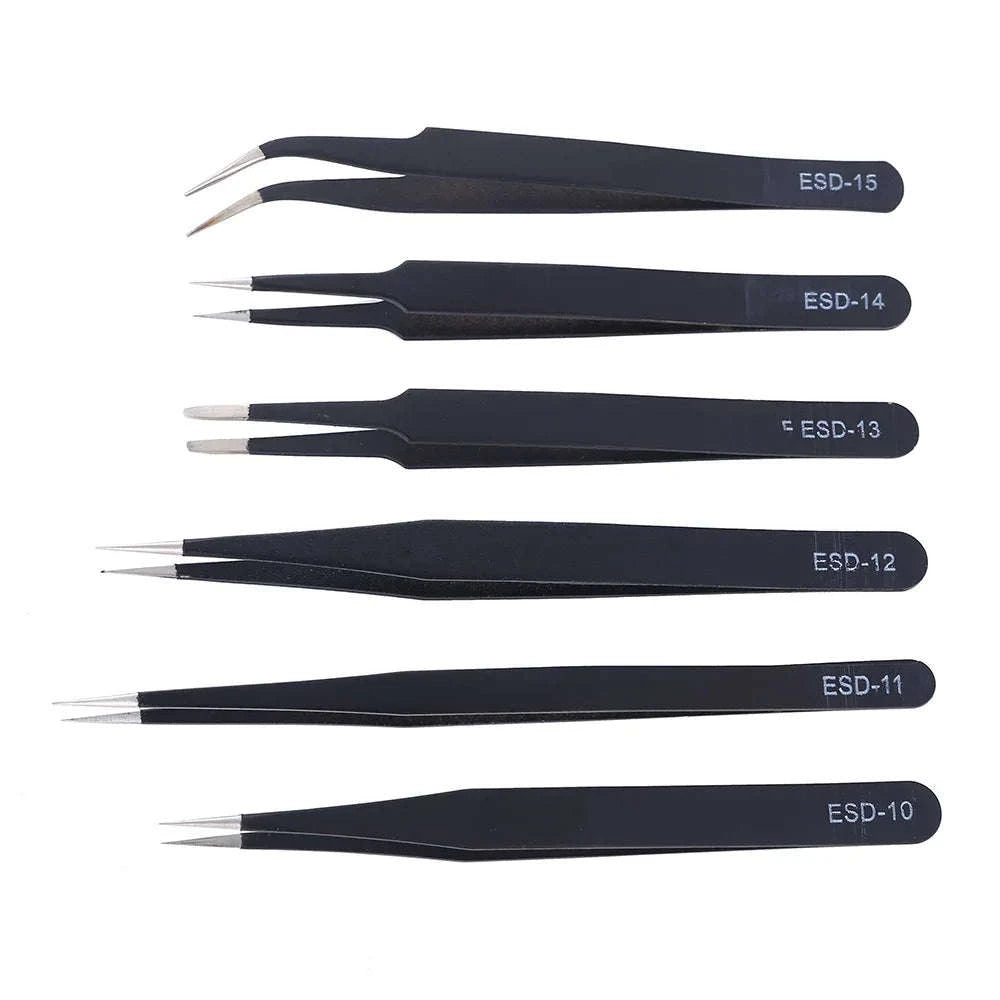 Anti‑Static ESD Tweezers Set – 6‑Piece Precision Tool Kit-6PCS