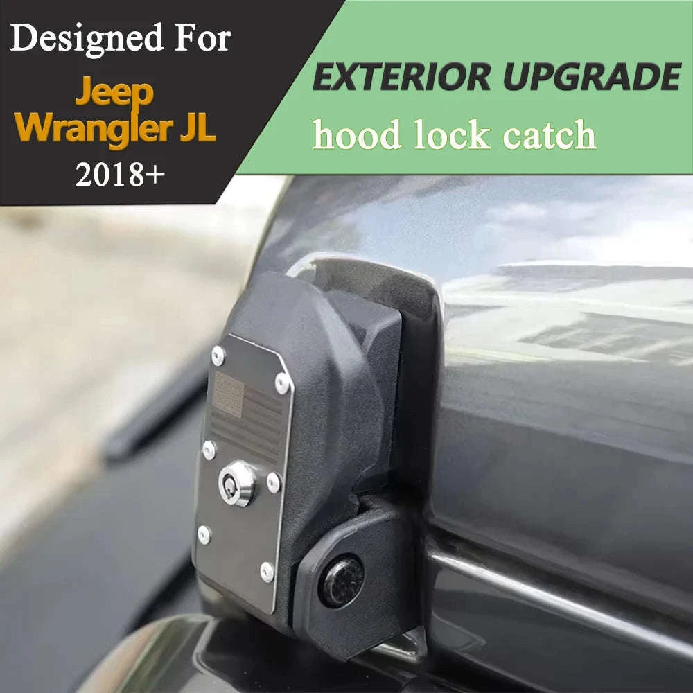 Anti-Theft Hood Latches for JL JLU 4XE JT 2018-2025-Black