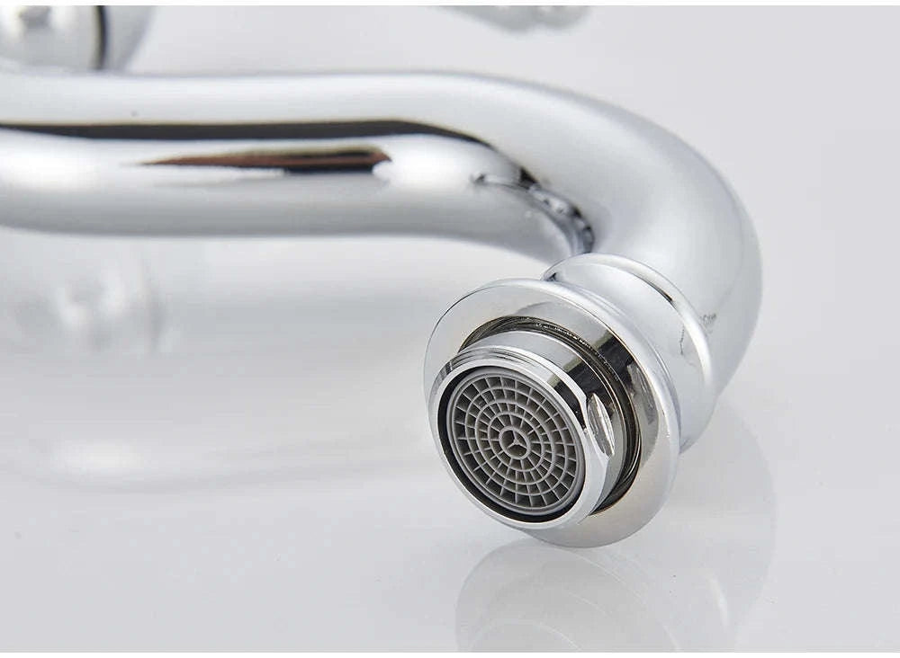 Antique Brass Basin Faucet Mixer Tap-Chrome Short