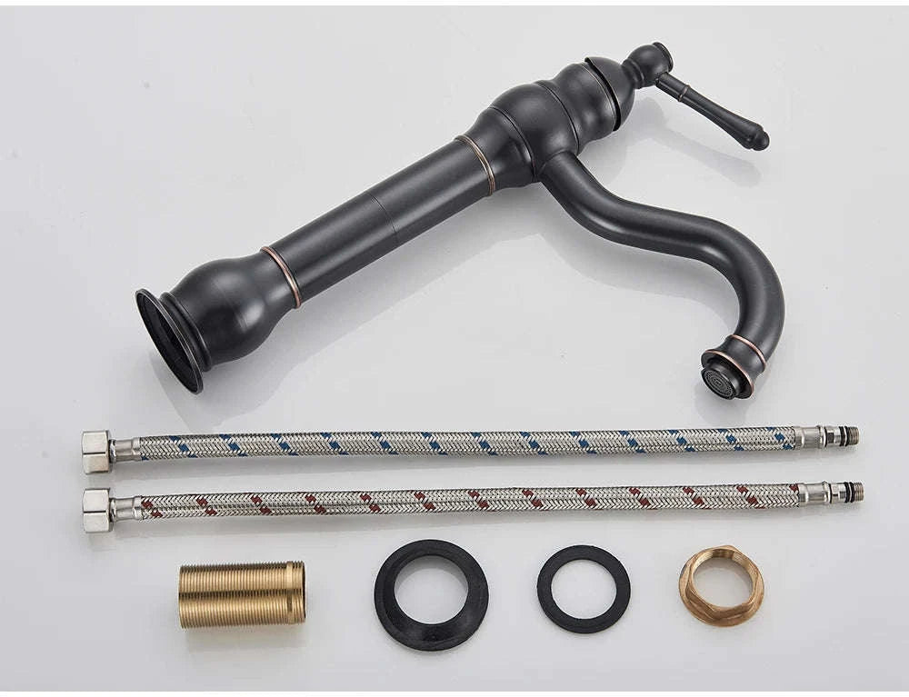 Antique Brass Basin Faucet Mixer Tap-Chrome Short