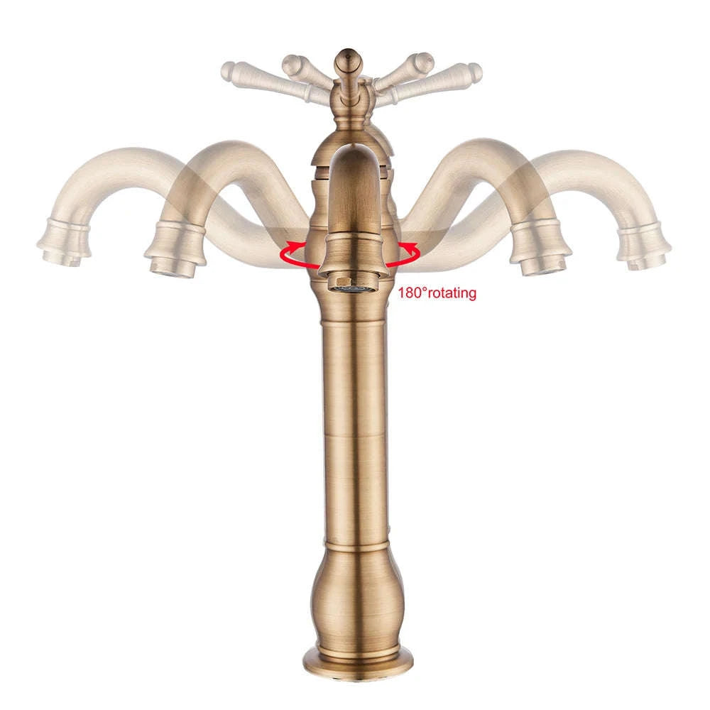 Antique Brass Basin Faucet Mixer Tap-Chrome Short