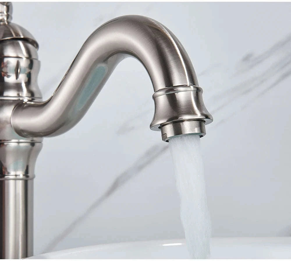 Antique Brass Basin Faucet Mixer Tap-Chrome Short