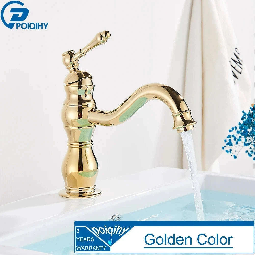 Antique Brass Basin Faucet Mixer Tap with Ceramic Valve-Chrome Short