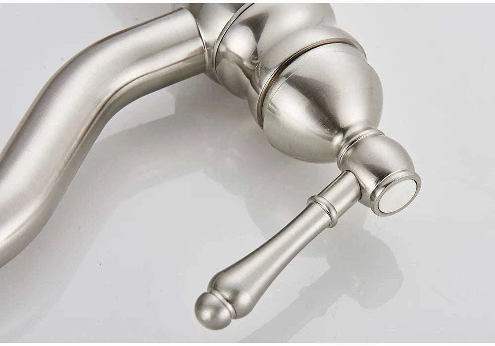 Antique Brass Basin Faucet Mixer Tap with Ceramic Valve-Chrome Short