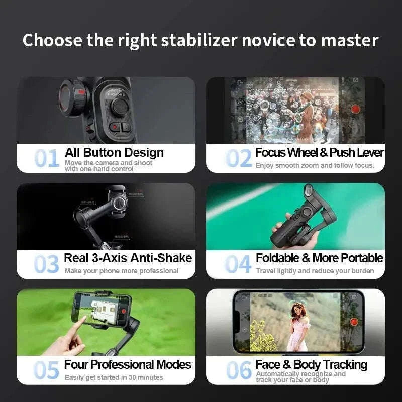 AOCHUAN 3-Axis Handheld Gimbal Stabilizer for Smartphones-With RGB lights