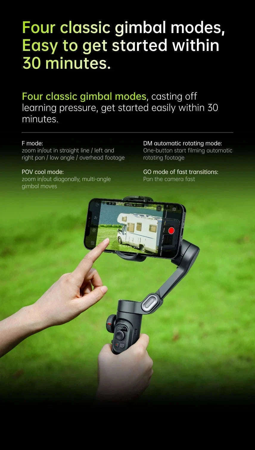 AOCHUAN 3-Axis Handheld Gimbal Stabilizer for Smartphones-With RGB lights