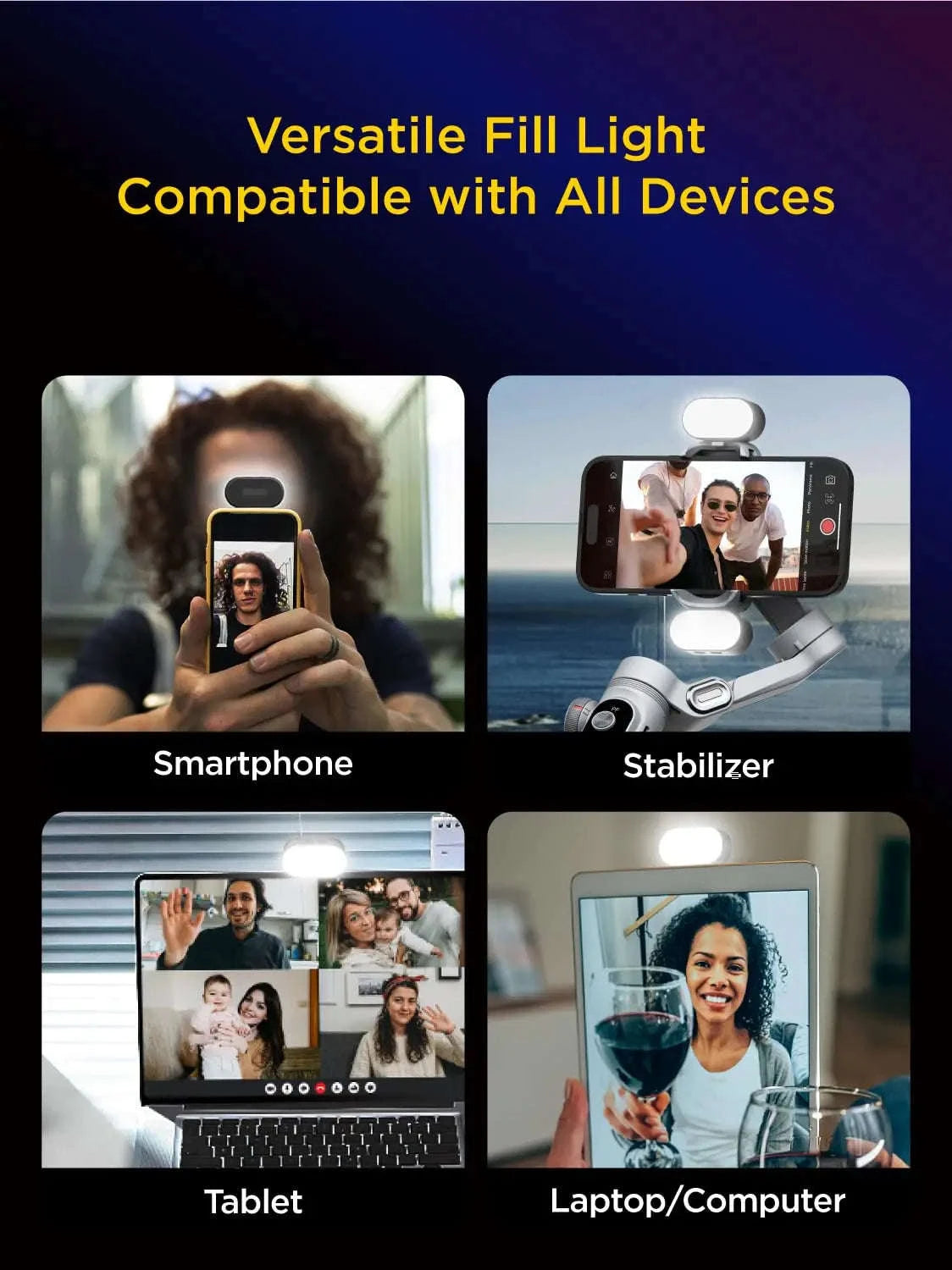 AOCHUAN RGB Magnetic Fill Light for Gimbals and Mobile Photography-Black