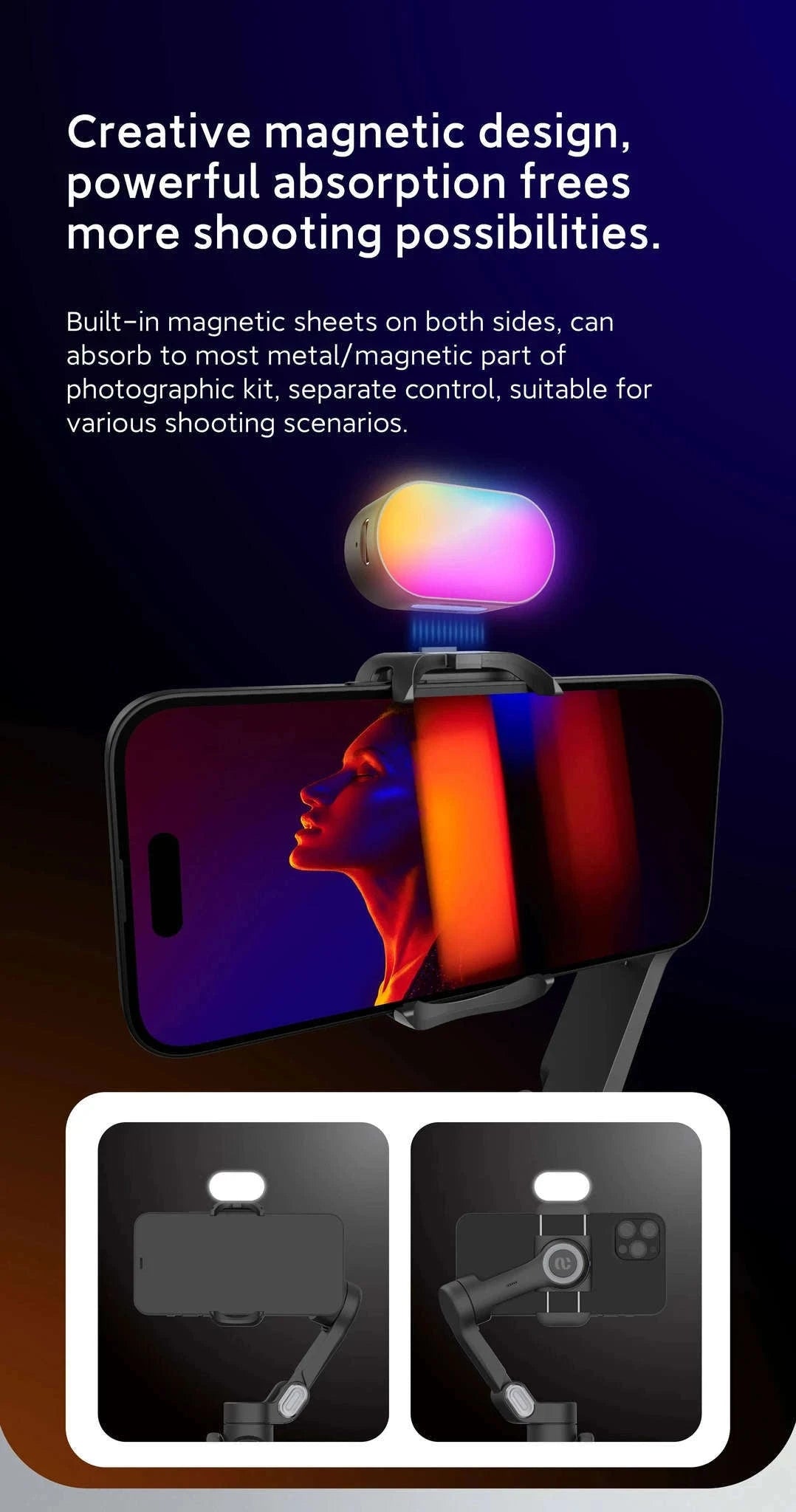 AOCHUAN RGB Magnetic Fill Light for Mobile Filming-Black