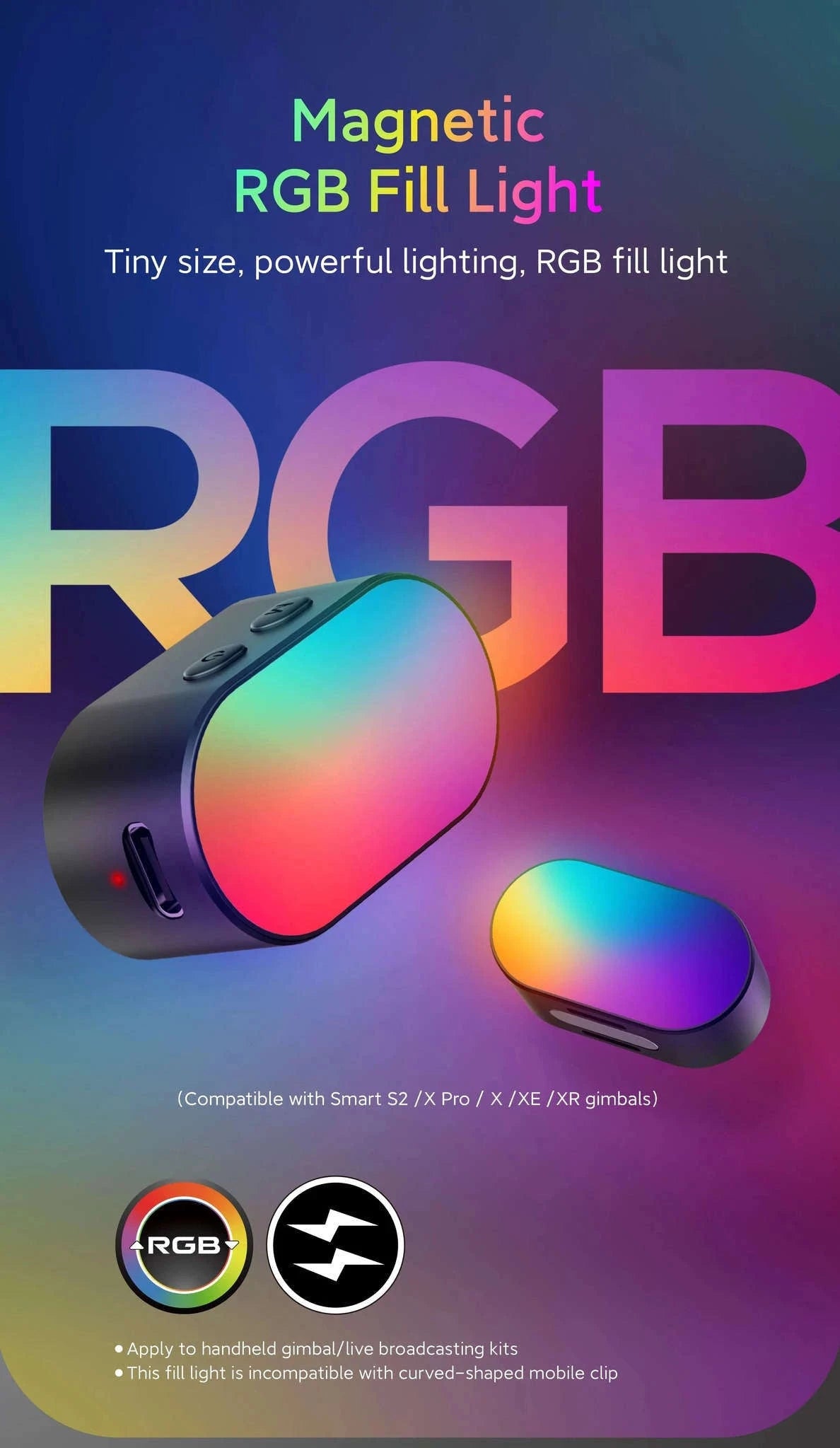 AOCHUAN RGB Magnetic Fill Light for Mobile Filming-Black