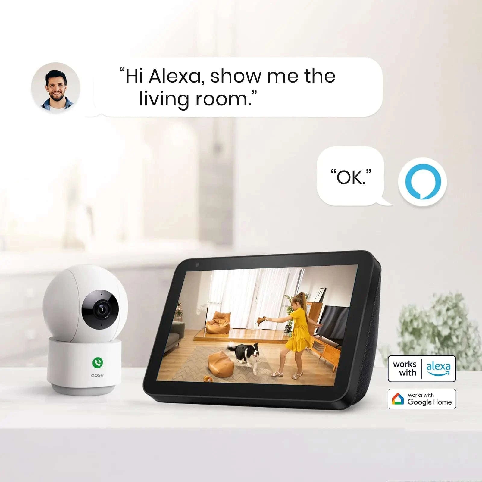 AOSU 3MP Indoor Baby Monitor Camera with 2-Way Audio-4pcs / United States