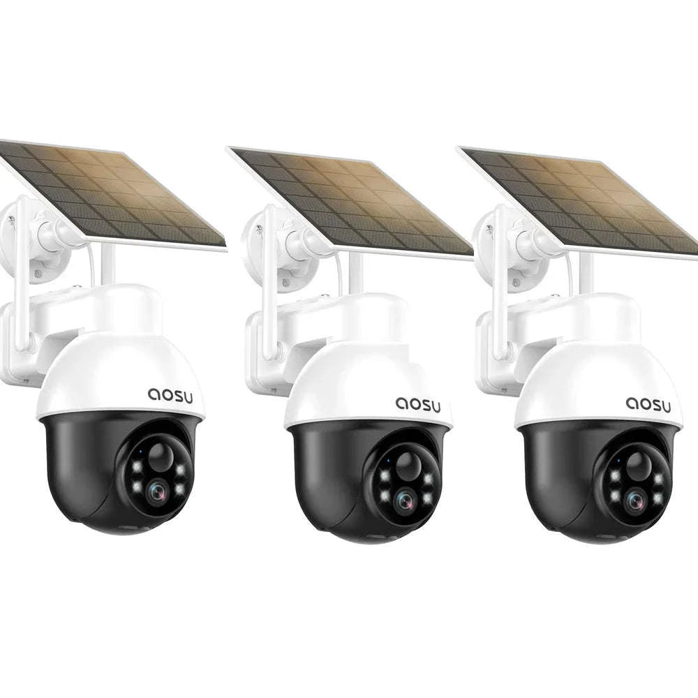 AOSU 3MP Solar PTZ Security Camera with 2-Way Audio-4pcs / United States
