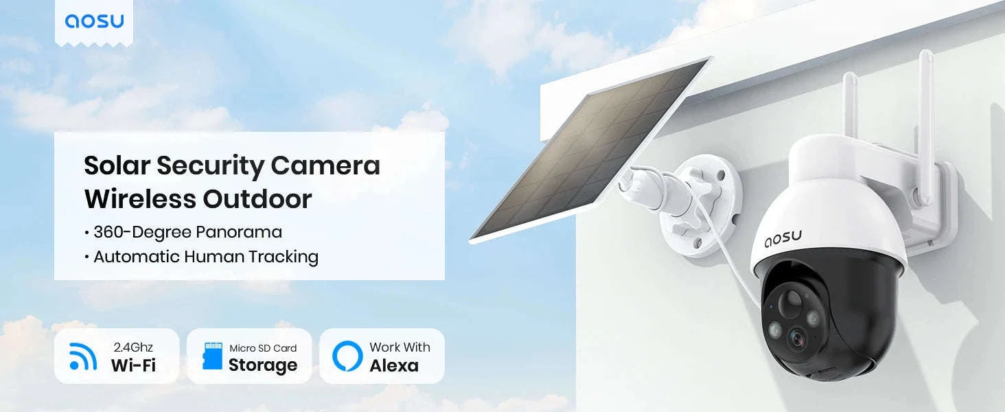 AOSU 3MP Solar PTZ Security Camera with 2-Way Audio-4pcs / United States