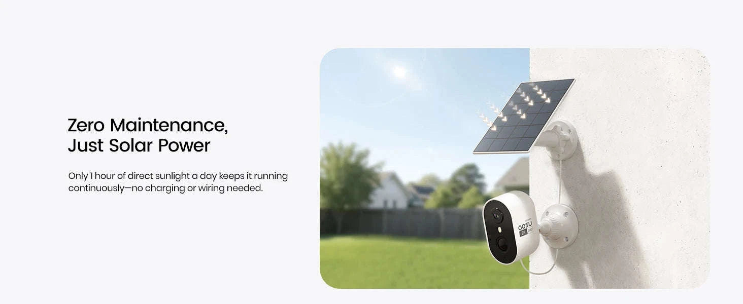 AOSU Solar Outdoor Security Camera, 3MP Color Night Vision-solar bullet cam / United States