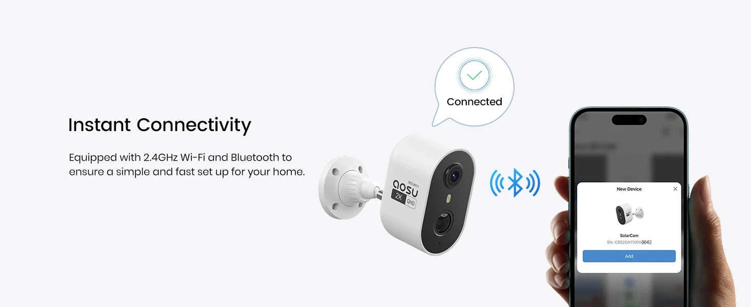 AOSU Solar Outdoor Security Camera, 3MP Color Night Vision-solar bullet cam / United States