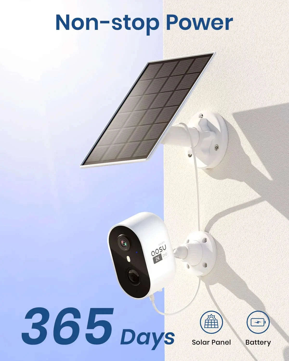AOSU Solar Outdoor Security Camera, 3MP Color Night Vision-solar bullet cam / United States