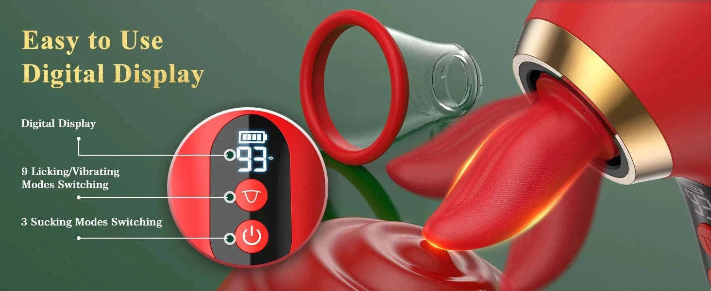 APP Control Clitoral Sucker Vibrator with Licking Modes-1041-DH-Red / United States