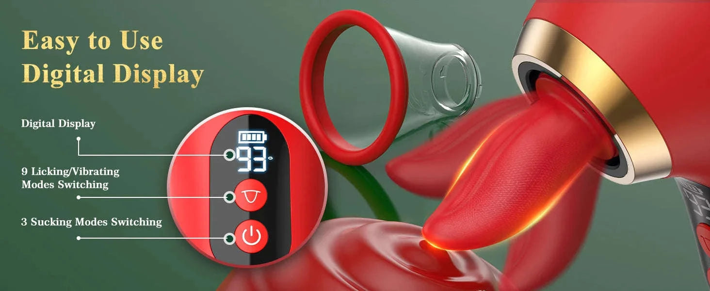APP Control Clitoral Sucker Vibrator with Licking & Vibration Modes-1041-DH-Red / United States