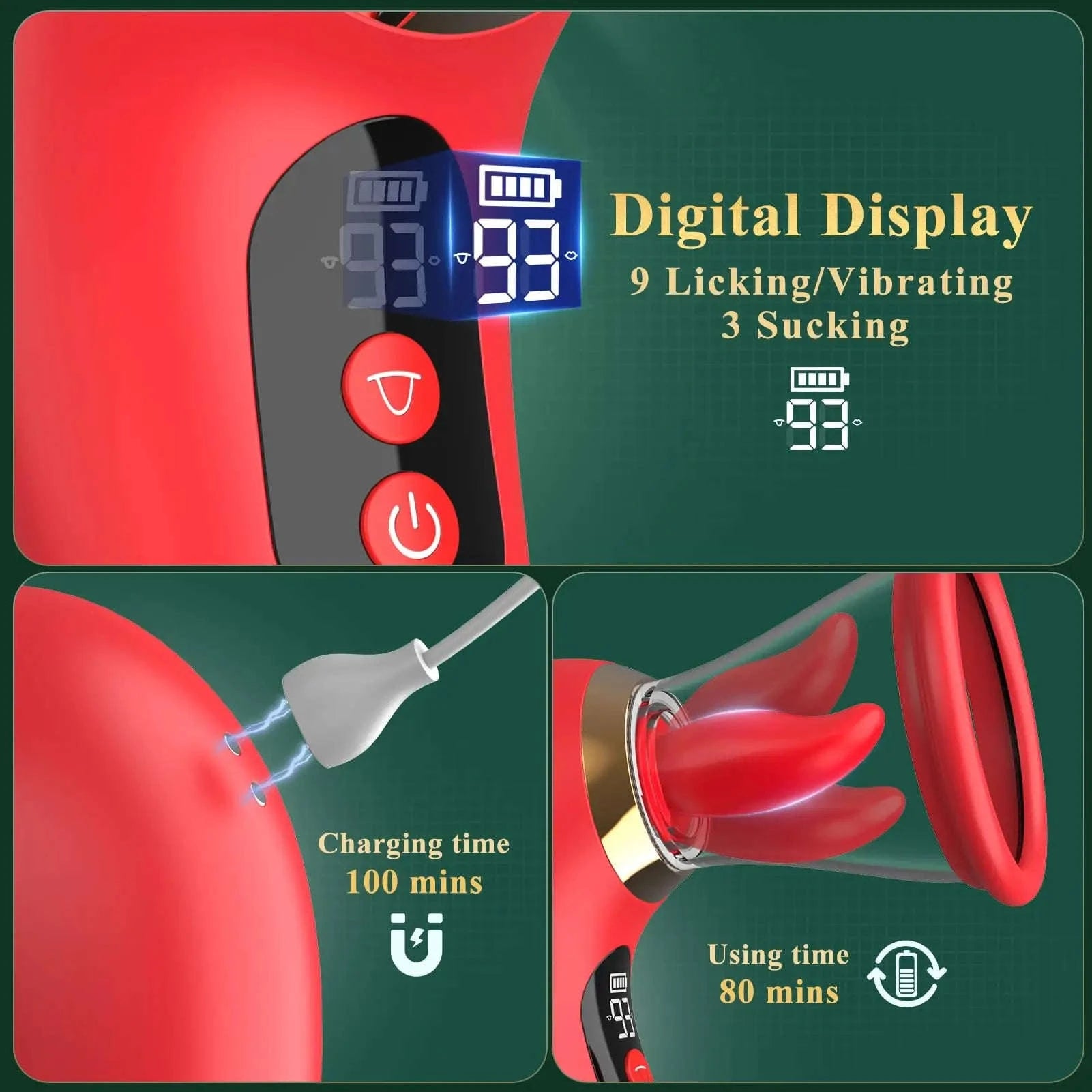 APP Control Clitoral Sucker Vibrator with Licking & Vibration Modes-1041-DH-Red / United States