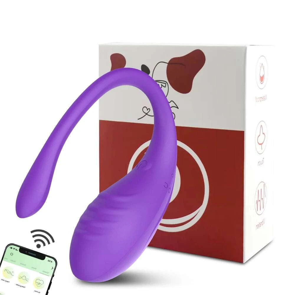 App Controlled Wearable Vibrating Egg with 9 Modes for Couples-Purple with Box