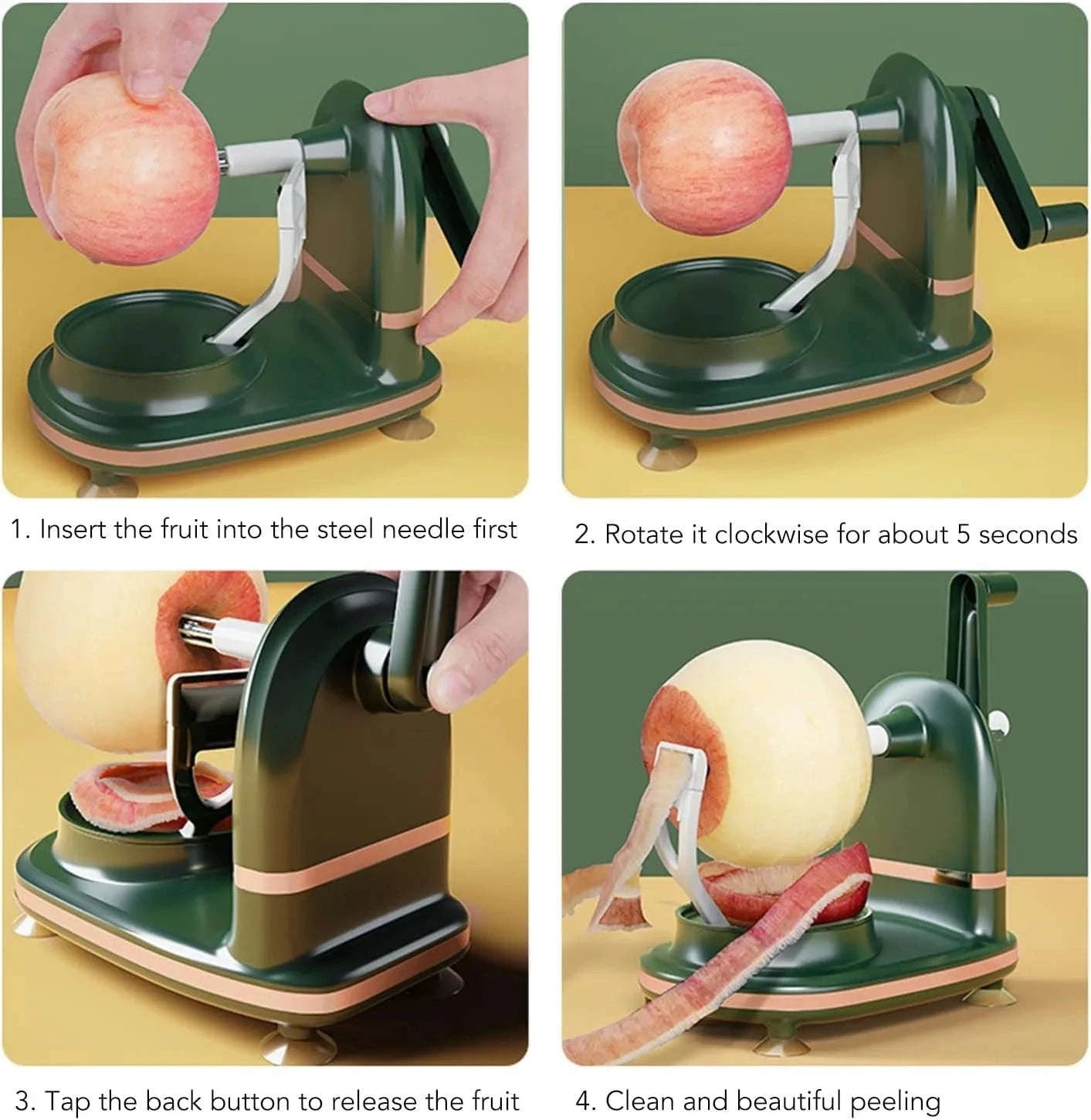 Apple Peeler Slicer Corer with Suction Base for Fast Prep-Green / United States
