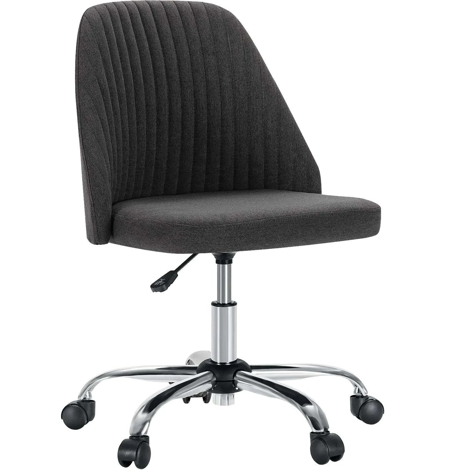 Armless Adjustable Swivel Desk Chair with Wheels and Back Support-DARK GRAY / United States