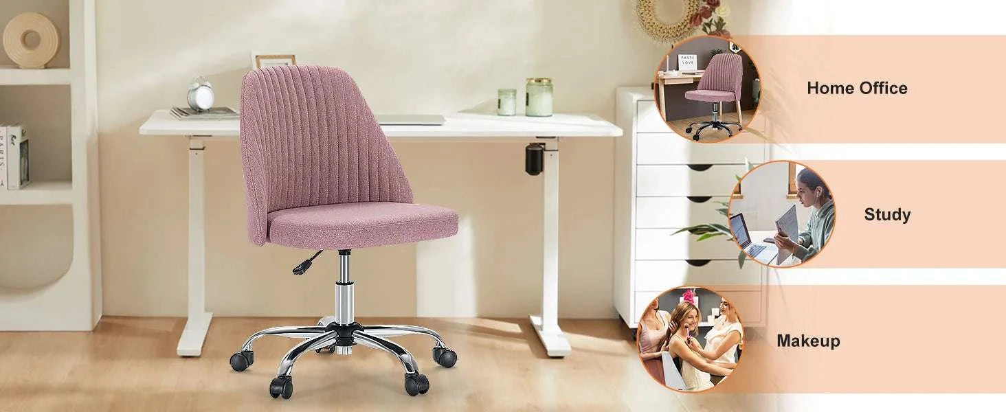 Armless Adjustable Swivel Desk Chair with Wheels and Back Support-DARK GRAY / United States