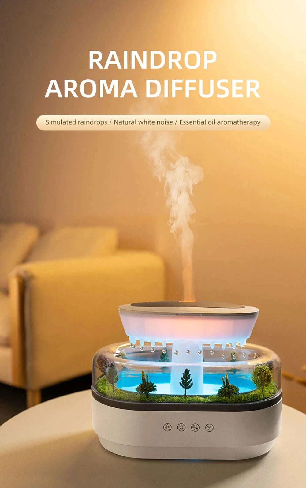 Aroma Humidifier Raindrop Essential Oil Diffuser-EU Plug / EU / China Mainland