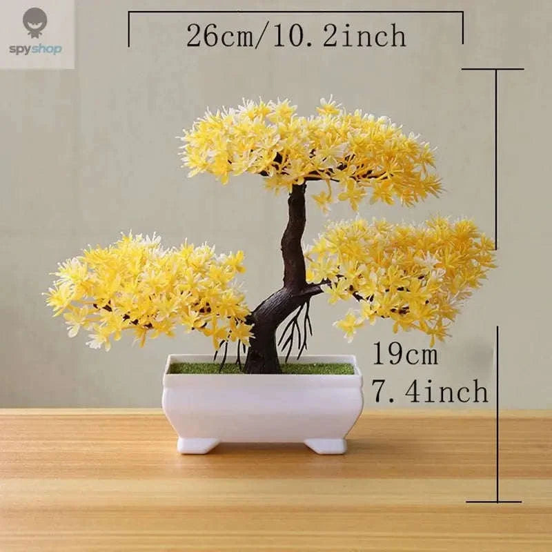 Artificial Bonsai Plant Pot Decor-1pcs / green