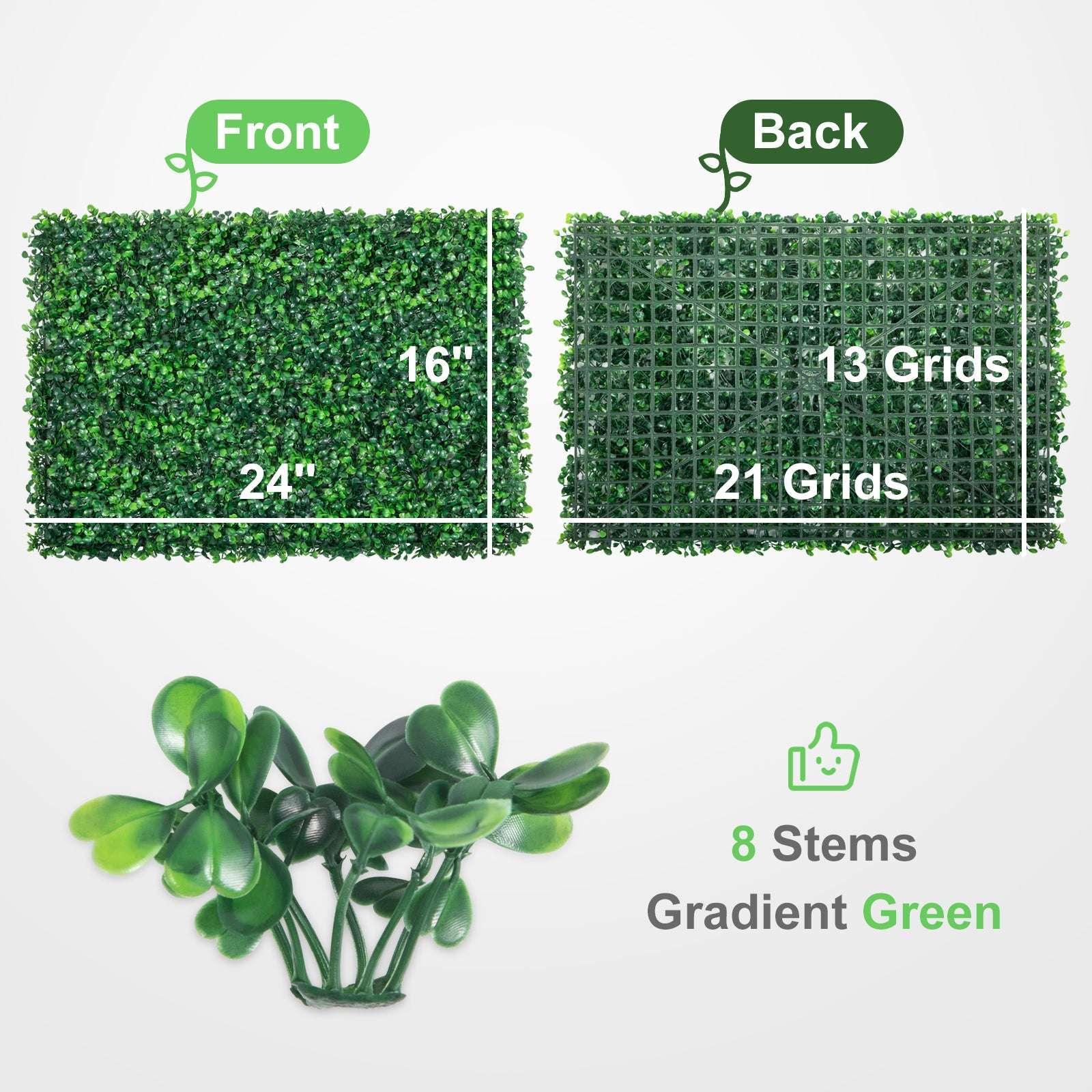 Artificial Boxwood Hedge Wall Panels 24 PCS UV Grass Backdrop-24x16in / Poland