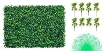 Artificial Boxwood Hedge Wall Panels 24 PCS UV Grass Backdrop-24x16in / Poland