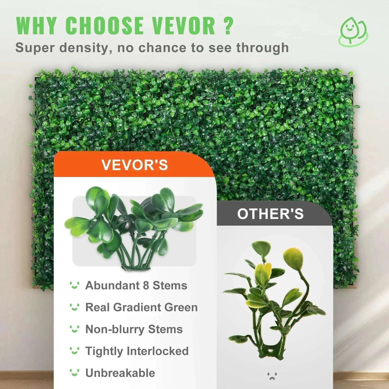 Artificial Boxwood Hedge Wall Panels 24 PCS UV Grass Backdrop-24x16in / Poland