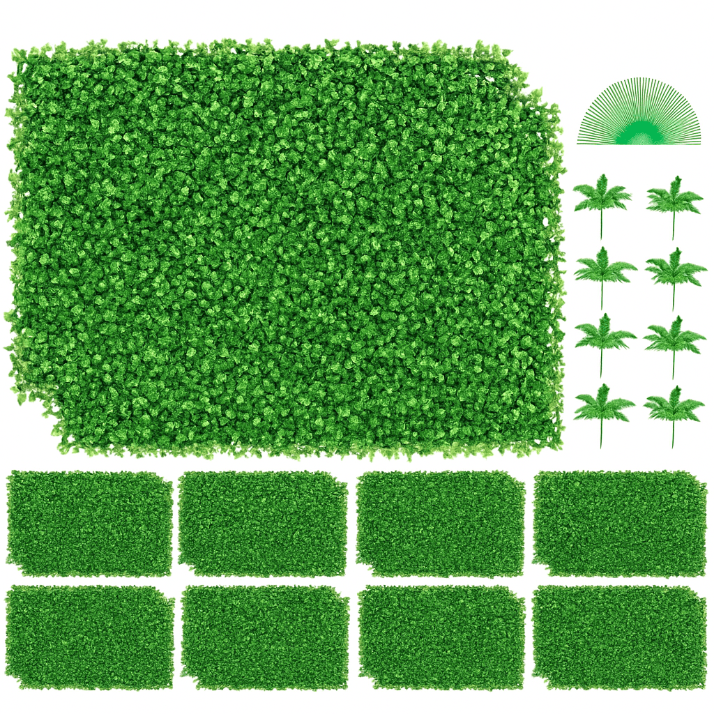 Artificial Boxwood Hedge Wall Panels 24 PCS UV Grass Backdrop-24x16in / Poland