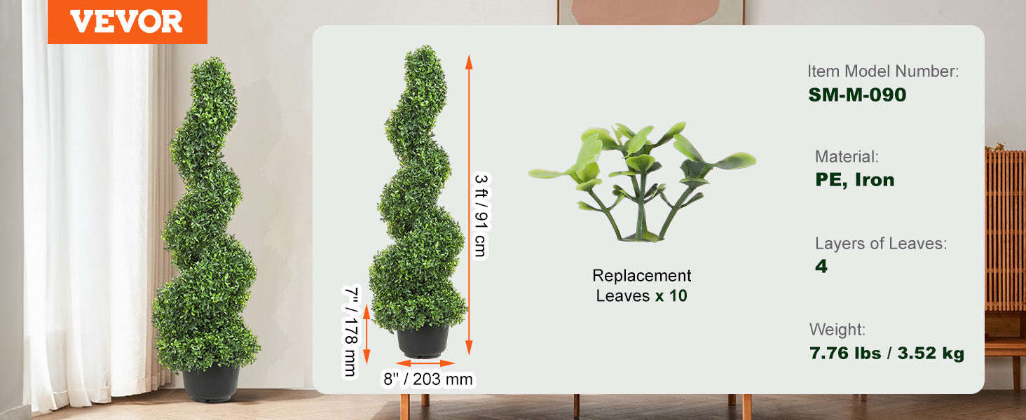 Artificial Boxwood Spiral Topiary Tree 24/36/48 in-48in 2pcs / spain