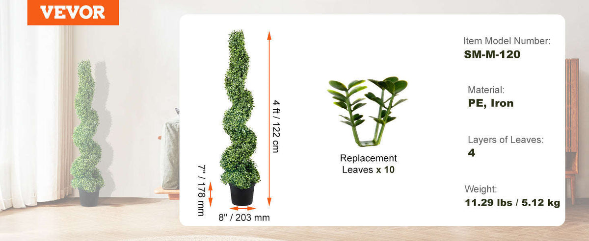 Artificial Boxwood Spiral Topiary Tree 24/36/48 in-48in 2pcs / spain
