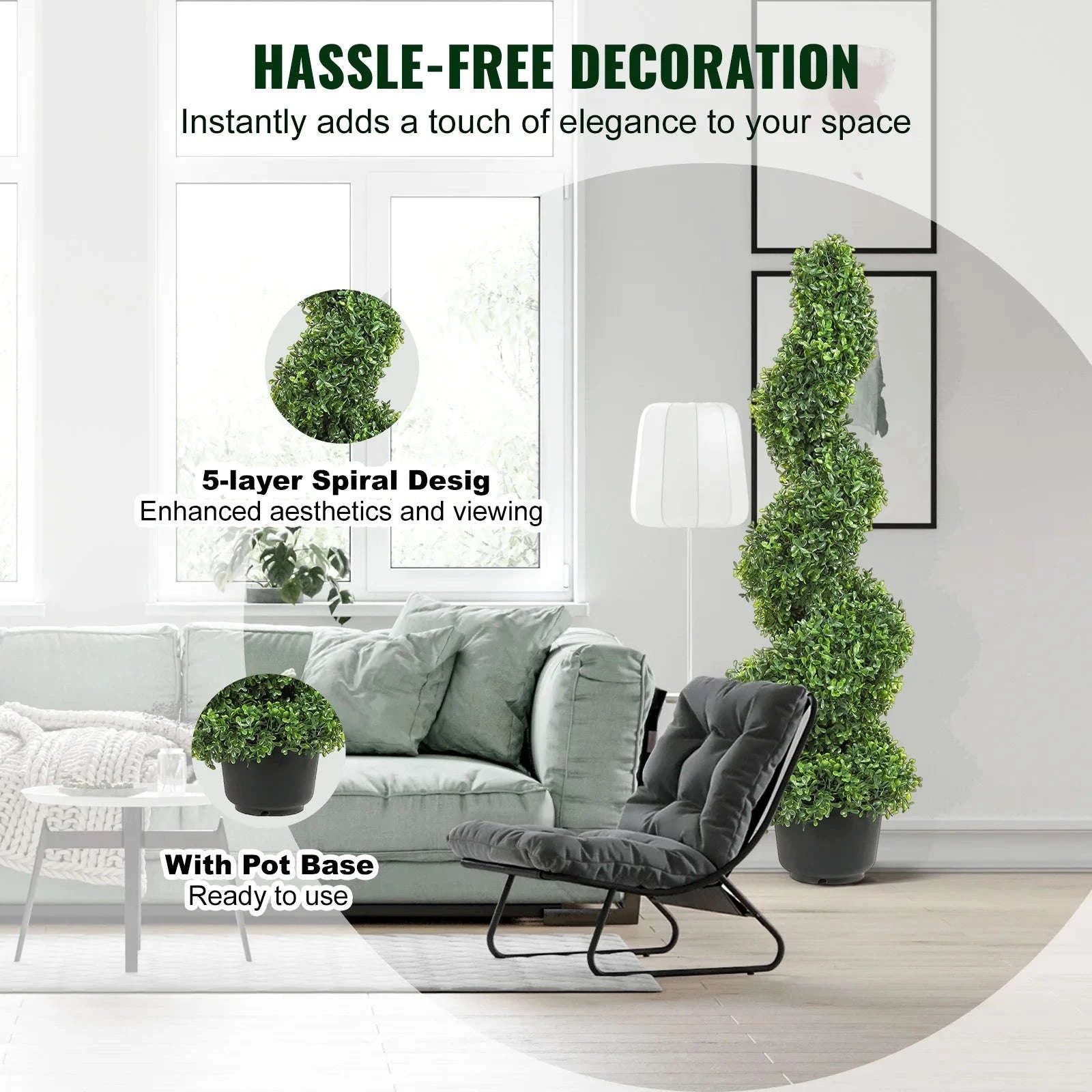 Artificial Boxwood Spiral Topiary Tree 24/36/48 in-48in 2pcs / spain