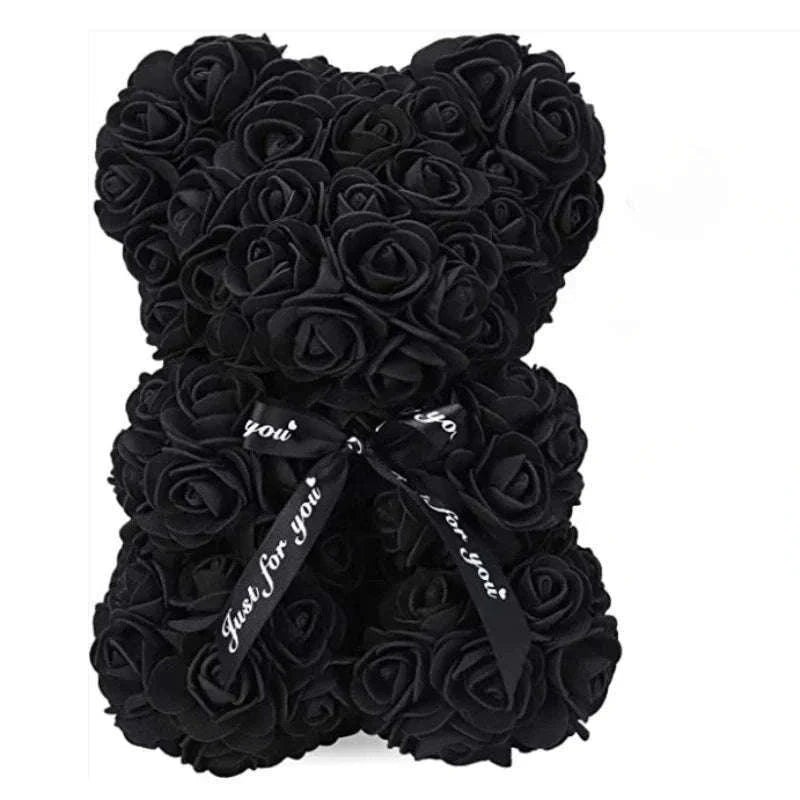 Artificial Flower Eternal Rose Teddy Bear Gift for Celebrations-PInk