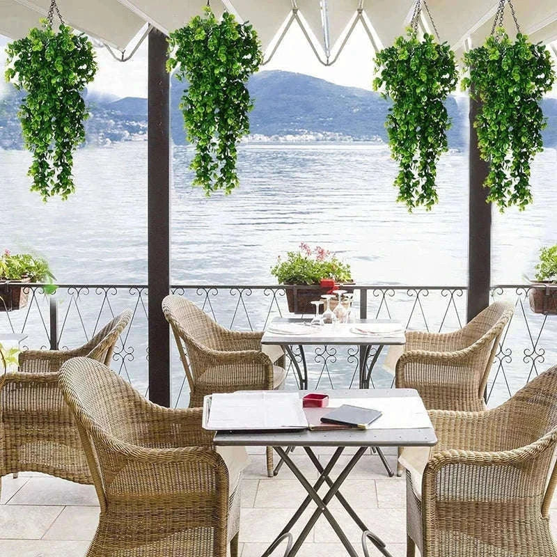 Artificial Rattan Eucalyptus Hanging Plant Decor-01