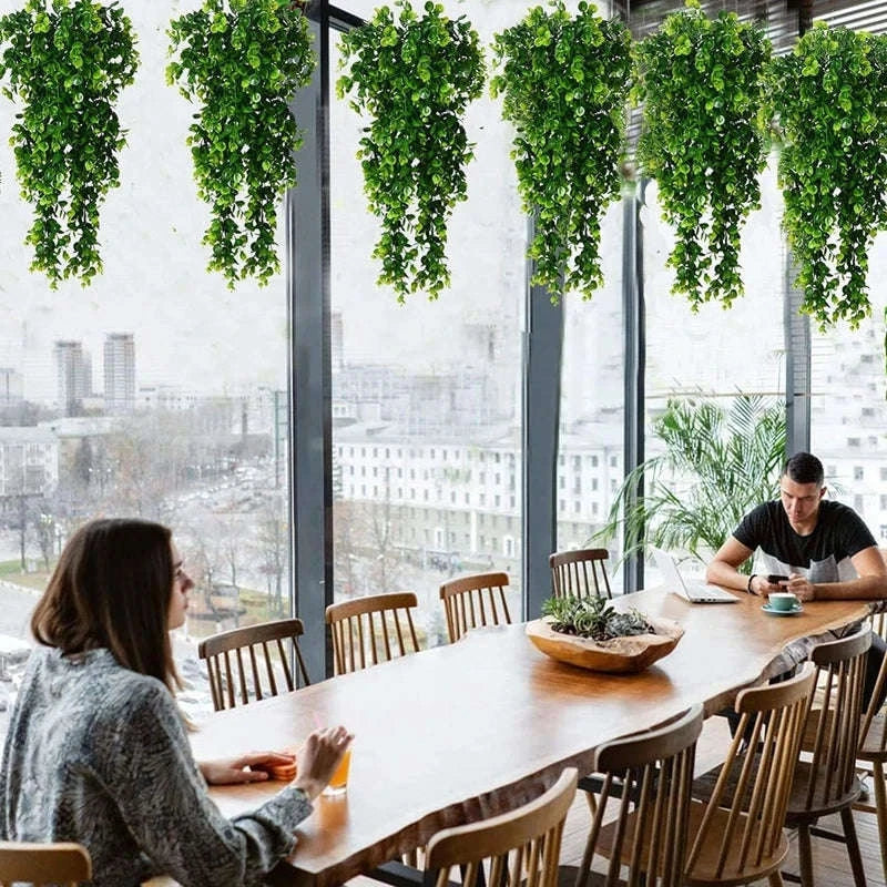 Artificial Rattan Eucalyptus Hanging Plant Decor-01