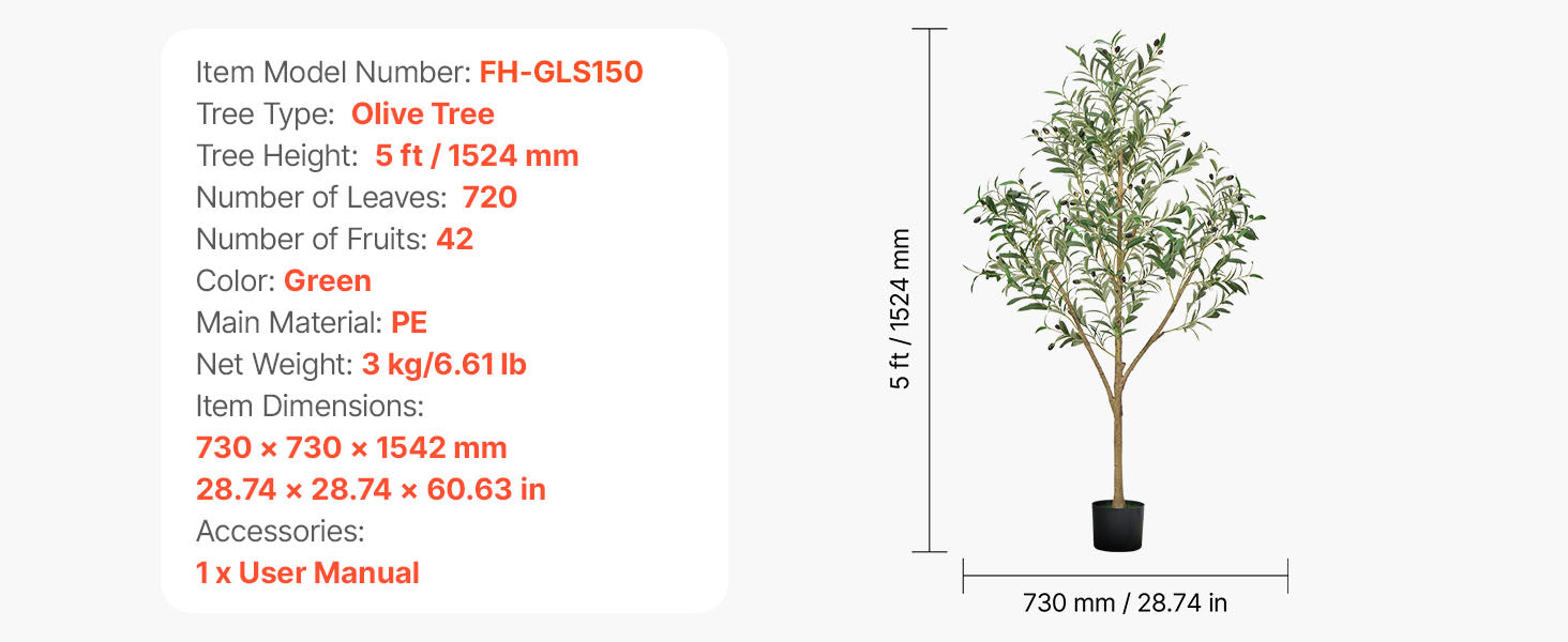 Árvore Artificial SucceBuy com Vaso Preto, Árvore Falsa Alta com Tronco de Madeira Natural, Planta Falsa para Interior, Decoração de Canto para Casa e Escritório