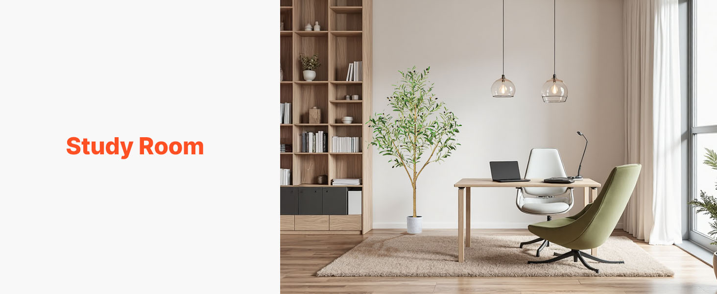 Árvore Artificial SucceBuy com Vaso Preto, Árvore Falsa Alta com Tronco de Madeira Natural, Planta Falsa para Interior, Decoração de Canto para Casa e Escritório